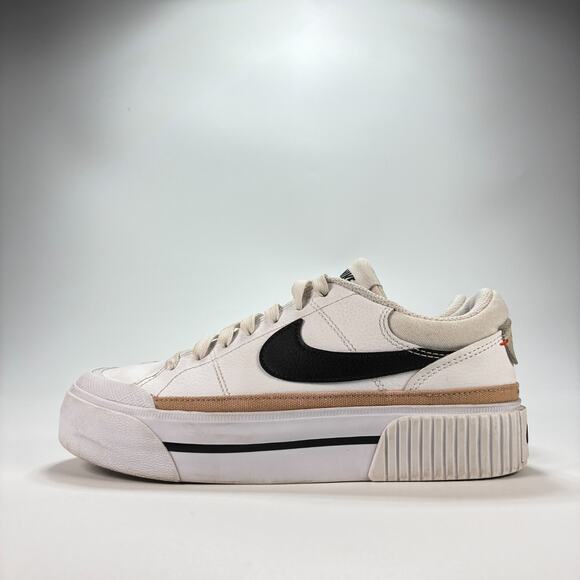 Nike Court Legacy Lift White Black Lace Up Sneakers DM7590-100 Women's Size 6 - Picture 4 of 10